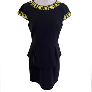 Kenzie Elegant Black Dress with Yellow Accents